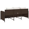 vidaXL Patio Sofa with Cushions 3-Seater Brown Poly Rattan