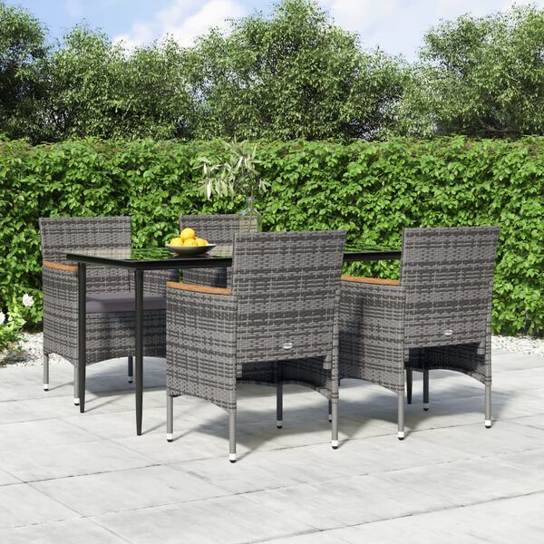 vidaXL Garden Dining Set Grey and Black