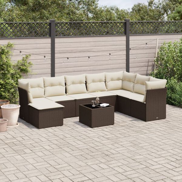 vidaXL Garden Sofa Set Brown, Cream White