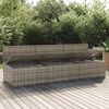 vidaXL 3-Seater Garden Sofa Grey Poly Rattan Large Adjustable Feet