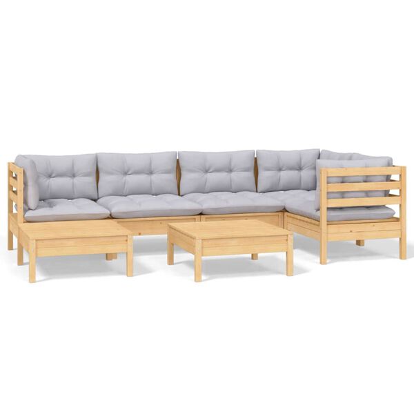 vidaXL Garden Lounge Set Grey, Natural Wood