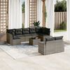 vidaXL Garden Sofa Set Grey PE Rattan, Powder-Coated Steel, Tempered Glass