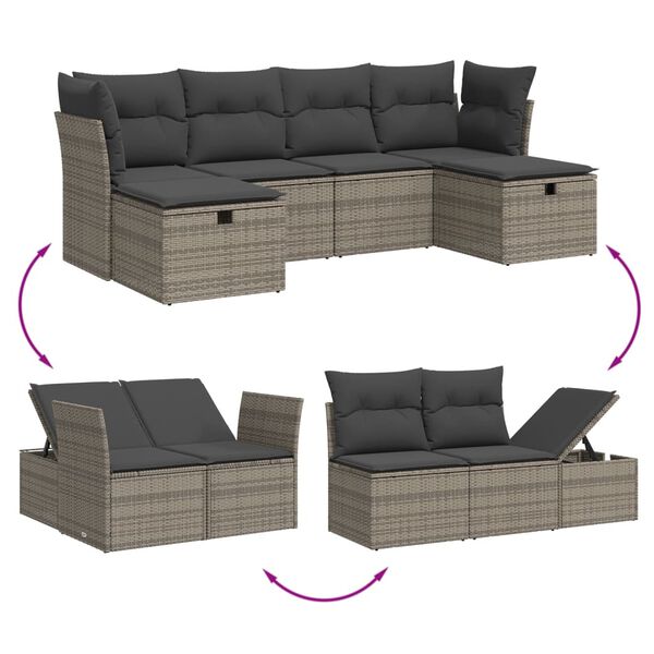 vidaXL Garden Sofa Set Grey Poly Rattan Large Modular Garden Sofa Set