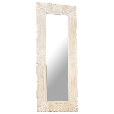 vidaXL Mirror White 43.3"x19.7" Solid Mango Wood