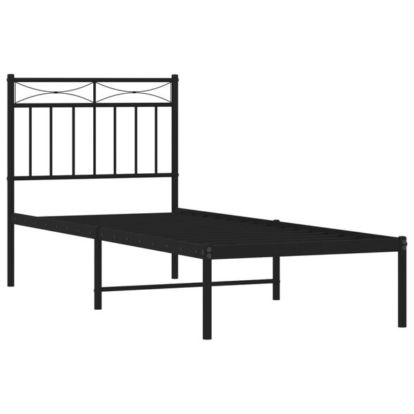 vidaXL Bed Frame Black Powder-Coated Steel Small Single Bed Frame