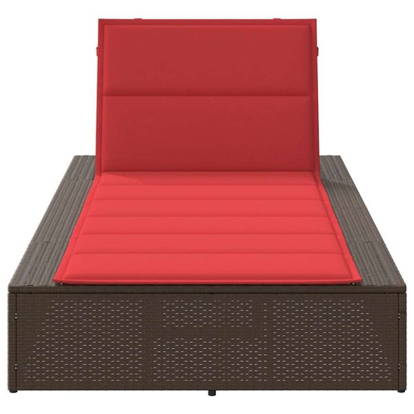 vidaXL Patio Sunbed Brown Poly Rattan Single Durable