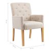 vidaXL Dining Chair Set of 6 Beige Polyester fabric, Rubberwood Medium