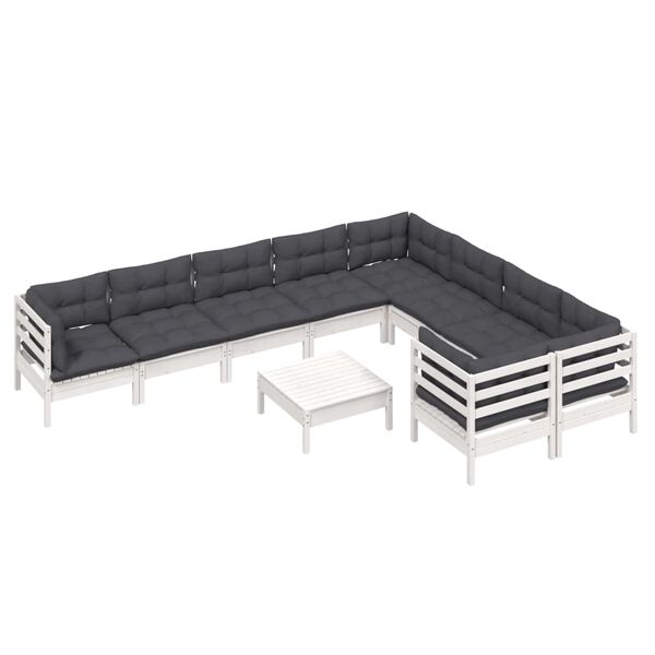 vidaXL Garden Lounge Set White and Anthracite