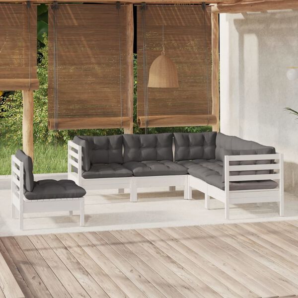 vidaXL Garden Lounge Set White, Anthracite