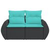 vidaXL Garden Sofa Black PE rattan 2-seater Adjustable Feet