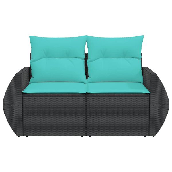 vidaXL Garden Sofa Black PE rattan 2-seater Adjustable Feet