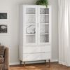vidaXL Display Cabinet White Solid pine wood, engineered wood, tough glass