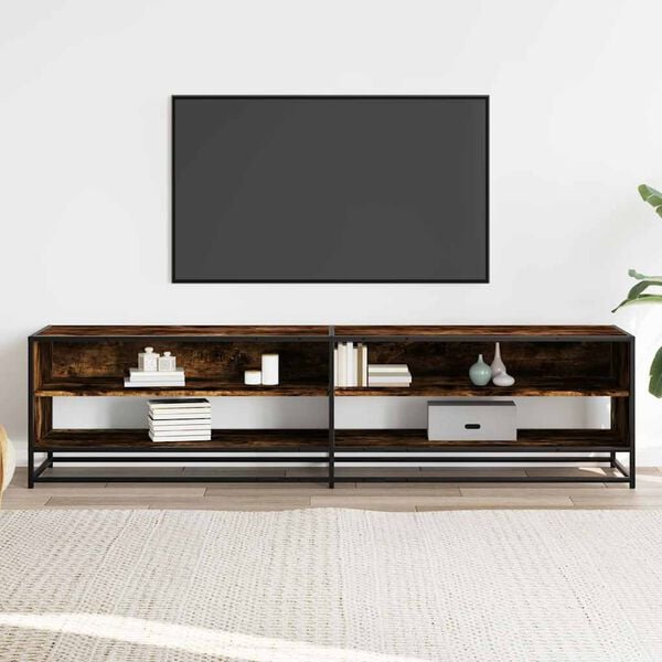 vidaXL TV Cabinet Smoked Oak Engineered Wood, Metal Large TV Cabinet