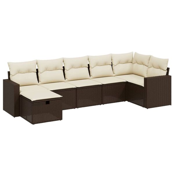 vidaXL Garden Sofa Set Brown Poly Rattan, Steel Large Modular