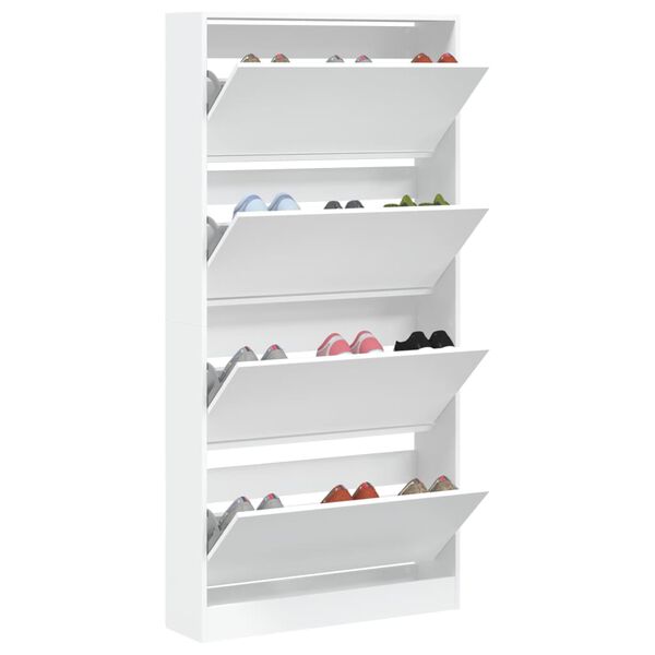 vidaXL Shoe Cabinet White Engineered wood 64.4 in x 31.5 in x 8.3 in