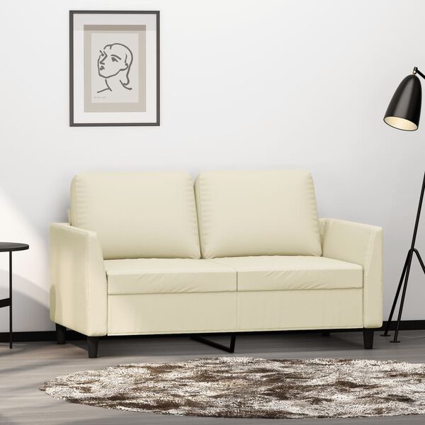 vidaXL 2-seater Sofa Cream Faux leather, metal, foam 2-seater Durable
