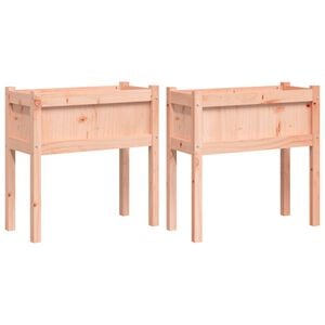 vidaXL Garden Planter Set of 2 Natural wood Solid Douglas Fir Wood