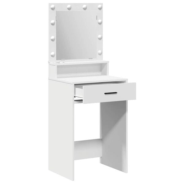 vidaXL Dressing Table White 19.69 x 16.14 x 53.15 in Engineered Wood