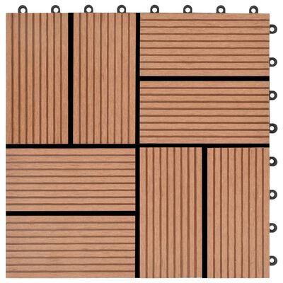 vidaXL 11 pcs Decking Tiles WPC 11.8"x11.8" 1 sqm Brown