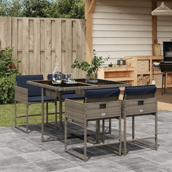 vidaXL Garden Dining Set Grey, Brown, Navy Blue