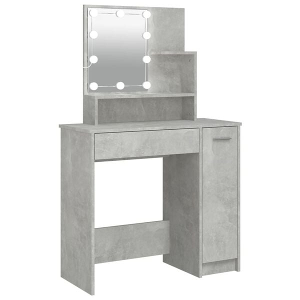 vidaXL Dressing Table Concrete grey Engineered wood, acrylic Standard