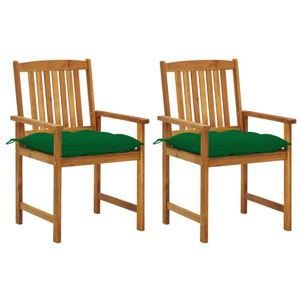 vidaXL Patio Chair Set of 2 Green Solid Acacia Wood Standard Durable