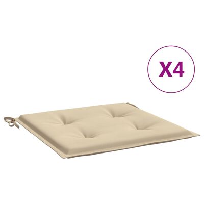 vidaXL Garden Chair Cushions 4 pcs Beige 19.7"x19.7"x1.2" Fabric
