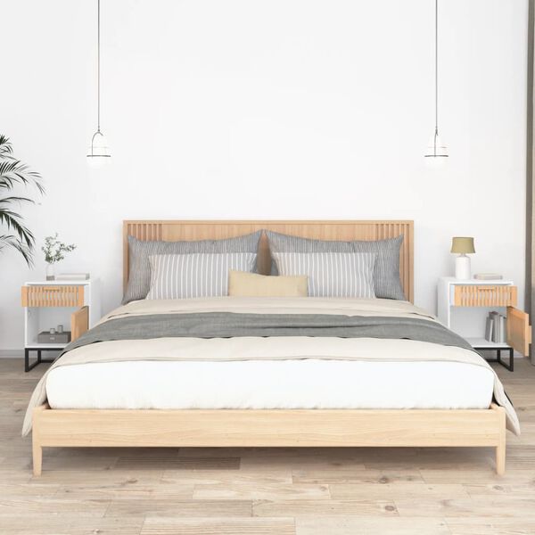 vidaXL Bedside Cabinet Set of 2 White Engineered wood, iron Regular