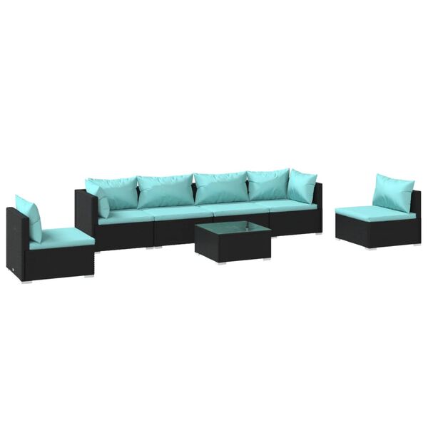 vidaXL Garden Lounge Set Black PE rattan Large Modular