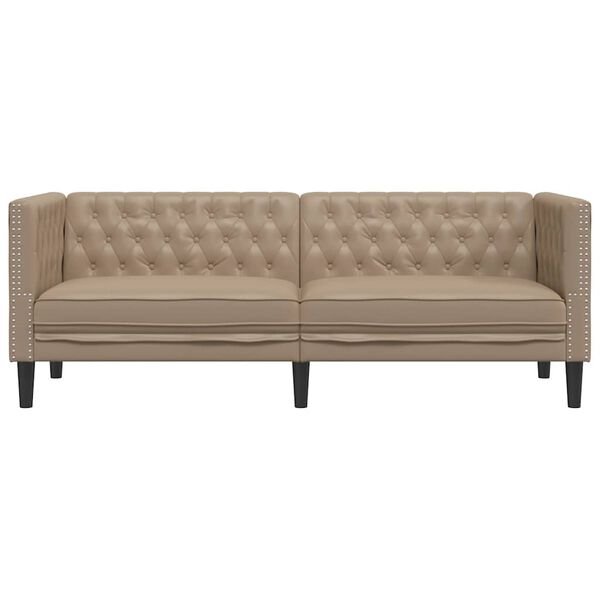 vidaXL Chesterfield Sofa 3-Seater Cappuccino Faux Leather
