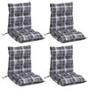 vidaXL Lowback Chair Cushion Set of 4 Gray Check Pattern