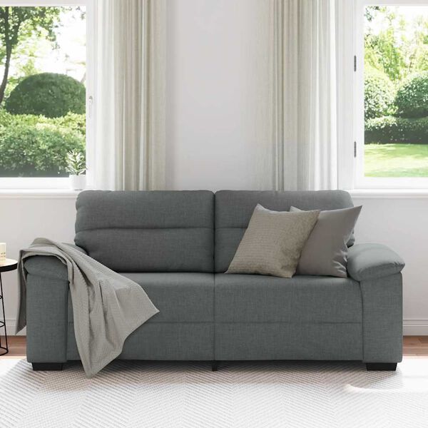 vidaXL 2-seater Sofa Dark Grey Polyester, Metal, Plywood, Solid Wood