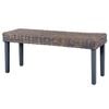 vidaXL Bench Gray Natural Natural kubu rattan, solid mango wood 43.3 in