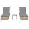 vidaXL Sun Lounger Set Beige PE Rattan Adjustable Armrests