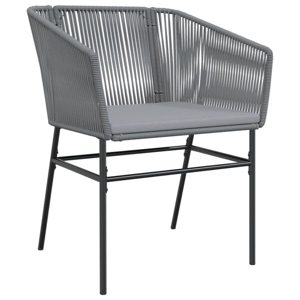 vidaXL Garden Chair Gray PE rattan, Powder-Coated Steel Medium