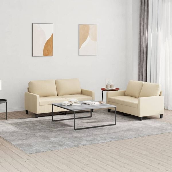 vidaXL Sofa Set Cream Fabric (100% polyester), metal, textilene, plywood