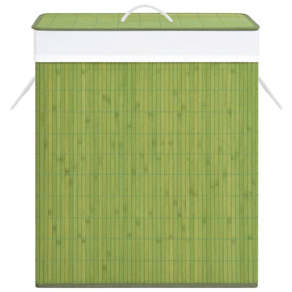 vidaXL Bamboo Laundry Basket with 2 Sections Green 26.4 gal
