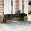vidaXL Garden Sofa Set Grey PE rattan, powder-coated steel, polyester fabric