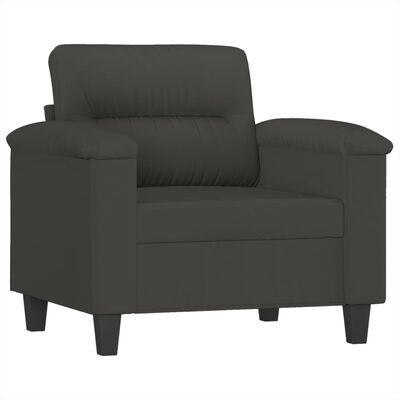 vidaXL Sofa Chair with Footstool Dark Gray 23.6" Microfiber Fabric