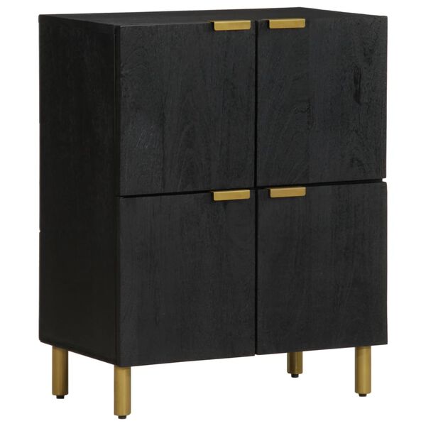 vidaXL Sideboard Black Engineered wood, solid mango wood, brass