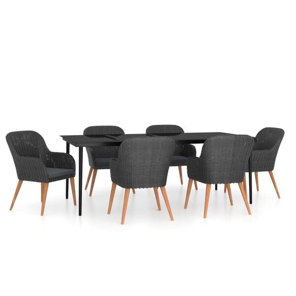 vidaXL Garden Dining Set Black, Dark Grey