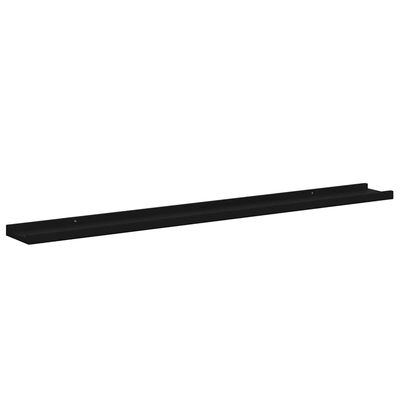 Black wall shelf rail shown in a straight elongated view
