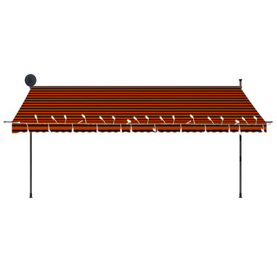 vidaXL Manual Retractable Awning with LED 157.5" Orange and Brown