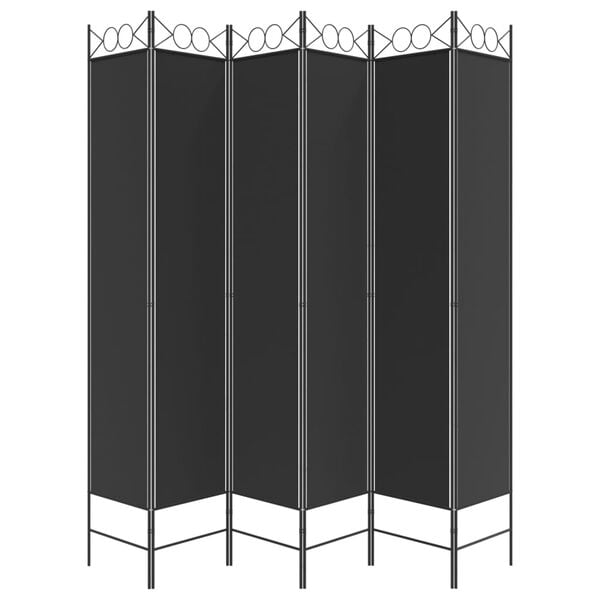 vidaXL 6-Panel Room Divider Black 94.5"x86.6" Fabric
