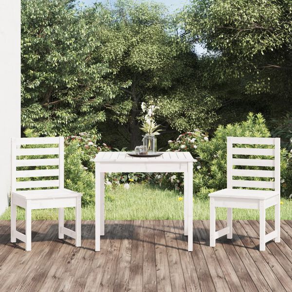 vidaXL Garden Bistro Set White Solid pine wood Durable Bistro Set