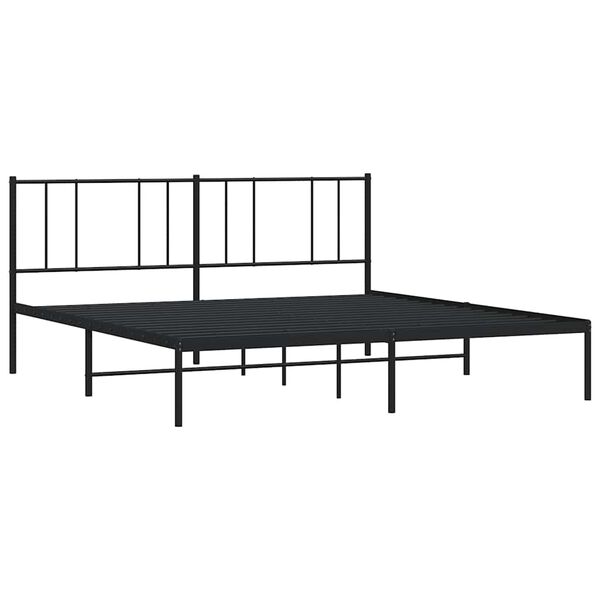 vidaXL Bed Frame Black Powder-Coated Steel 72 x 84 in Bed Frame
