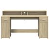 vidaXL Desk with LED Lights Sonoma Oak 63.0x21.7x35.8" Engineered Wood