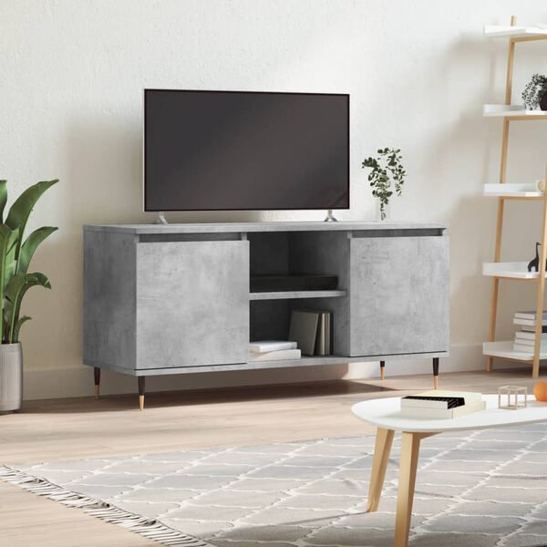 vidaXL TV Cabinet Concrete Grey Engineered Wood, Iron Medium TV Cabinet
