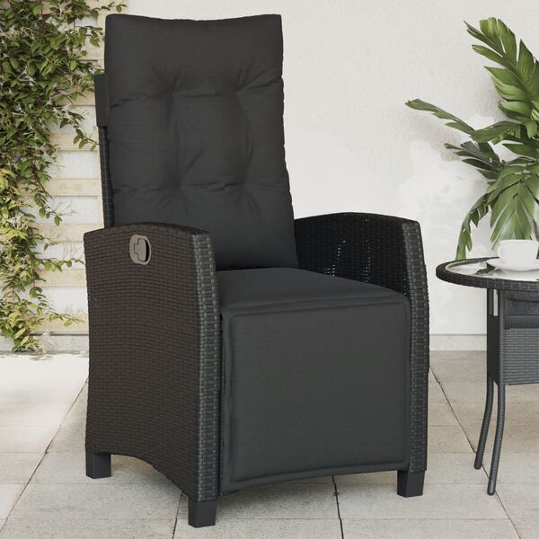 vidaXL Reclining Garden Chair Set of 2 Black PE rattan Standard