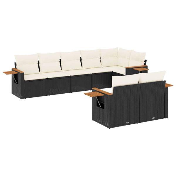 vidaXL Garden Sofa Set Black, Cream White